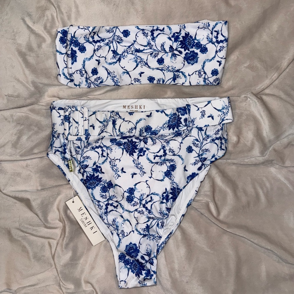 Meshki Floral Blue and White Bikini